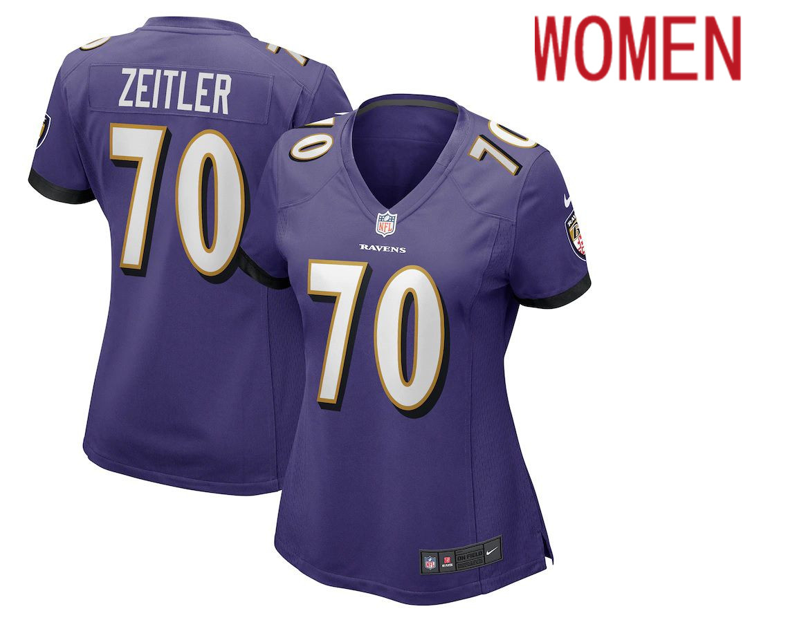 Women Baltimore Ravens #70 Kevin Zeitler Nike Purple Game NFL Jersey